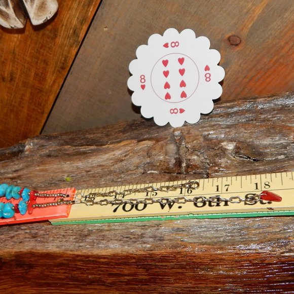 BoHo Turquoise Coral Mixed Metals Pendant Necklace - Picture 8 of 8